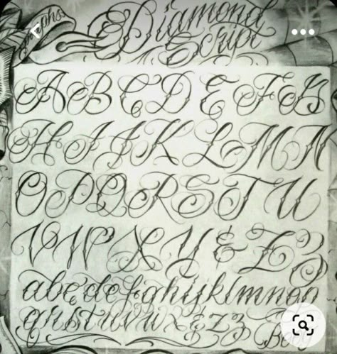 Chicano Lettering Alphabet, Chicano Style Lettering, Chicano Writing Lettering, Chicano Cursive Lettering, Chicano Script Lettering, Cursive Tattoo Letters, Chicano Tattoos Lettering, Fancy Cursive Fonts, Calligraphy Tattoo Fonts