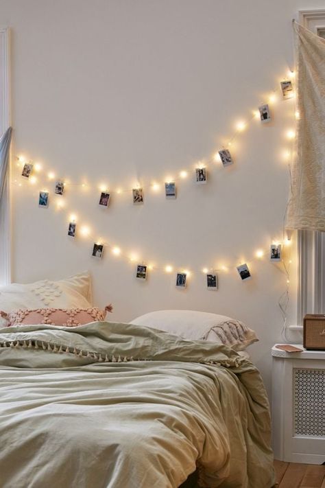 Urban Outfitters Home Decor Under $50 | POPSUGAR Home Cool Dorm Rooms, Fairy Lights Bedroom, Girls Dorm Room, Dekorasi Kamar Tidur, Simple Bedroom, Decor Essentials, Teen Bedroom, Bedroom Aesthetic