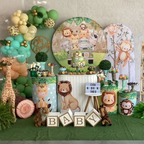 E hoje foi dia de chá de bebê e tivemos esse lindo tema Safari baby. Salão @jhonbelleeventos lindo salão espaço incrível com uma linda vista. E vocês o que acharam????? Festa Safari Baby, Safari Baby