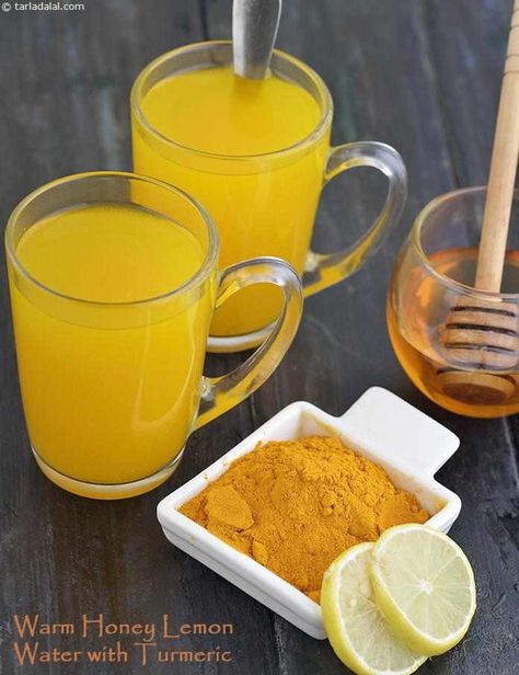 Warm Honey Lemon Water with Turmeric, Anti Inflamatory and Good for Cold Tonic Cocktails, Honey Lemon Water, Simple Detox, Cold Remedy, Anti Inflamatory, Turmeric Water, Detox Kur, Warm Lemon Water, Turmeric Recipes