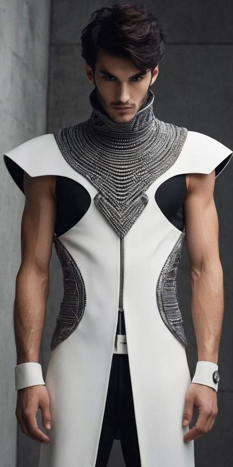 Men’s Futuristic Fashion, Futuristic Outfit Men, Futuristic Clothing Men, Futuristic Fashion Male, Sci Fi Outfits, 1970s Men, Sci Fi Clothing, Tailored Fashion, Sci Fi Fashion