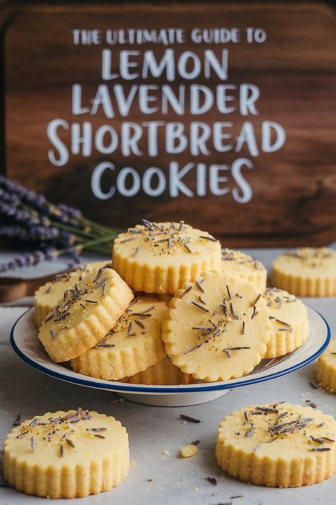 Crafting the perfect Lemon Lavender Shortbread Cookies requires just a handful of high-quality ingredients: unsalted butter for that rich flavor, granulated sugar for sweetness, all-purpose flour for the ideal texture, fresh lemon zest for zing, and culinary lavender to provide a subtle, aromatic touch that elevates each bite Lemon Lavender Shortbread Cookies, Lavender Desserts, Lemon Lavender Cookies, Maple Walnut Ice Cream, Lavender Dessert, Purple Cookies, Walnut Ice Cream, Lavender Shortbread Cookies, Lavender Shortbread