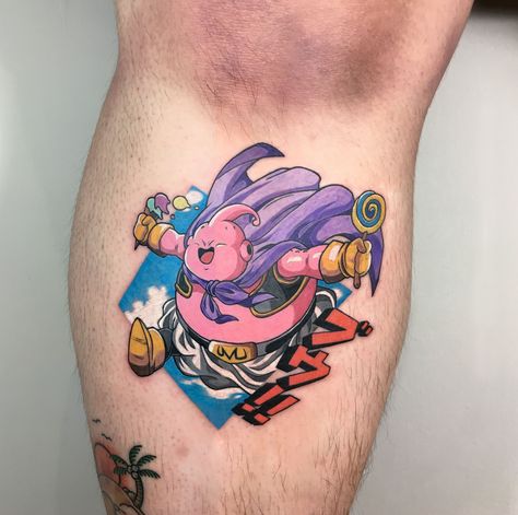 Majin Buu Tattoo, Pokeball Tattoo, Yugioh Tattoo, Shen Long Tattoo, Dbz Tattoo, Tattoo Black And White, Z Tattoo, Dragon Ball Tattoo, Majin Buu