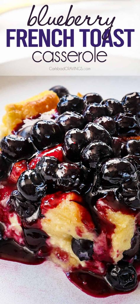 Blueberry French Toast Casserole - Carlsbad Cravings Blueberry French Toast Bake Overnight, Blueberry Breakfast Casserole, Frenchtoastcasserole Easy, Breakfast Berry Casserole, Blueberry French Toast Casserole Overnight, Breakfast French Toast, Blueberry Breakfast Recipes, Brioche French Toast Casserole Overnight, Blueberry French Toast Casserole Easy