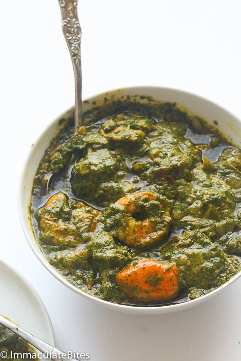 Jump to Recipe Print Recipe       Cassava leaf soup also known as saka saka or pondu is a simple, yet tasty and substantial soup that is widely consumed in many parts of Central Africa especially in countries like Sierra Leone, and Liberia. In the French speaking parts of Cameroon, it is disguised as … Cassava Leaves Recipe, Sierra Leone Food, Cameroon Food, Cassava Leaves, Cassava Leaf, African Stew, African Food Recipes, Liberian Food, West African Food