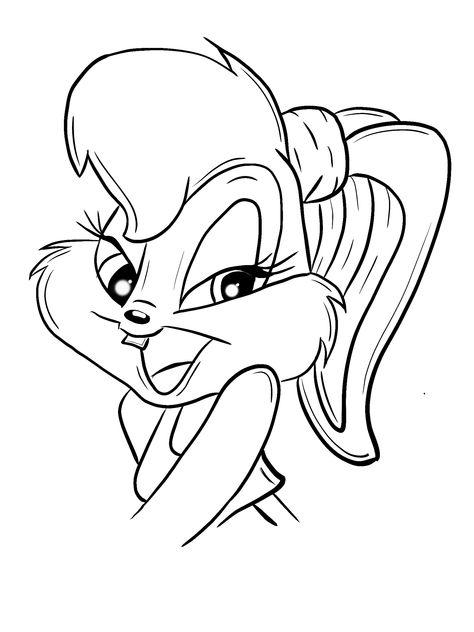 Lola Bunny Tattoo Stencil, Loony Toons Drawing, Lola Bunny Drawing, Lola Bunny Tattoo, Looney Tunes Tattoo Ideas, Lola Tattoo, Gas Mask Drawing, Cartoon Tattoo Ideas, Hard Drawings