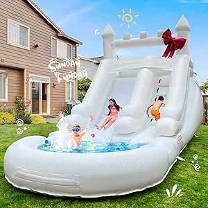 21FT Commercial Water Slide, Water Slides for Kids Backyard with Blower, 100% PVC with Pool, Wet Dry Use, Summer Water Fun Big Water Slides, Water Slide Bounce House, Inflatable Water Slides, Inflatable Bouncers, Inflatable Slide, Splash Pool, Water Party, Air Blower, Summer Water