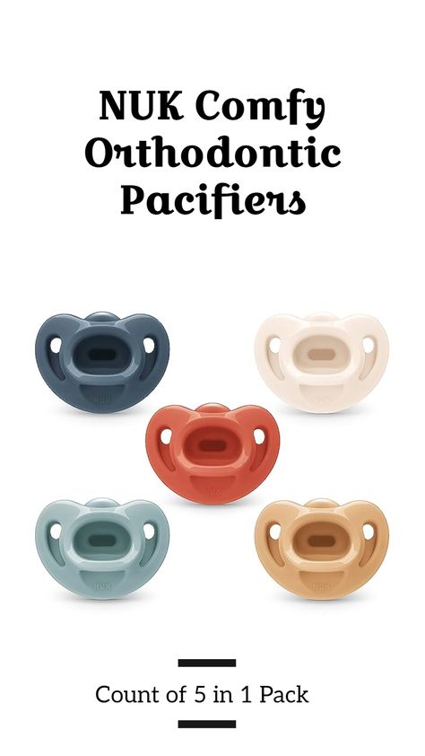 NUK Comfy Orthodontic Pacifiers, 0-6 Months, Timeless Collection, 5 Count (Pack of 1) Wonder Weeks, Orthodontic Pacifier, Baby List, Baby Essentials, Postpartum, 6 Months, 10 Things