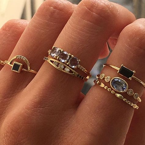 Jennie Kwon Designs stacking rings Indie Jewelry, Dope Jewelry, Hand Jewelry, Rings Jewelry, Girly Jewelry, Delicate Rings, Jewelry Inspo, Dream Jewelry, Dainty Jewelry