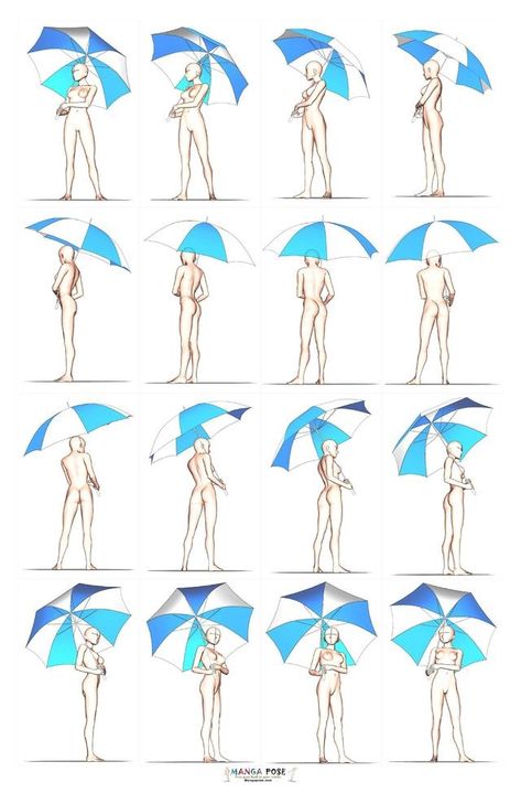 Umbrella Drawing Reference, Umbrella Pose Reference Drawing, Poses With Umbrella, Umbrella Poses, Umbrella Drawing, Pose Reference Drawing, Different Poses, Body Reference Drawing, Reference Drawing