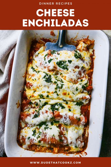 This simple recipe for Cheese Enchiladas is perfect when you're in the mood for an easy Tex-Mex meal. Destined to be your new family favorite, these cheesy enchiladas pair melty cheese with a homemade, smoky enchilada sauce. Stacked Cheese Enchiladas, Cheese Enchilada Recipe, Cheese Enchiladas Recipe, Easy Cheese Enchiladas, Cheese Enchilada Casserole, Cheese Tortillas, Cheesy Enchiladas, Pizza Easy, Enchilada Recipe