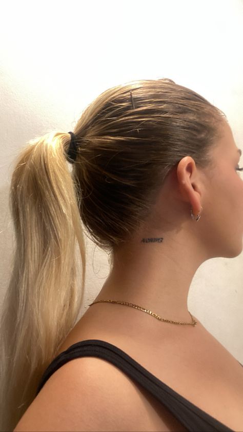 Muse Neck Tattoo, Neck Tattoo Women Side, Side Neck Tattoos Women Words, Side Neck Tattoos Women, Word Neck Tattoos, Neck Tattoo Women, Side Neck Tattoo, Neck Tattoos Women, Women's Tattoo