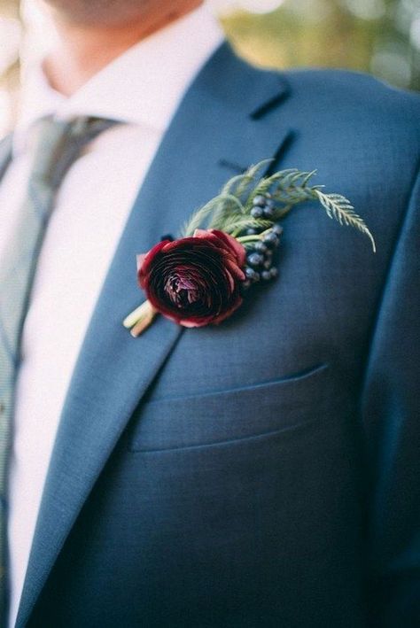 22 Dark Teal and Burgundy Wedding Ideas for Fall – Page 2 – Hi Miss Puff Fall Groomsmen, Carlowrie Castle, Red Wedding Theme, Winter Wedding Flowers, Wedding Flowers Summer, Fall Wedding Bouquets, Fall Wedding Flowers, Navy Blue Wedding, Corsage Wedding