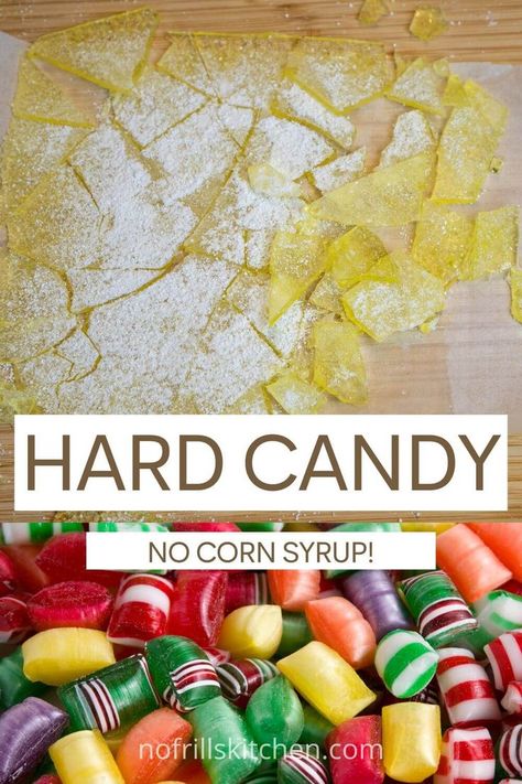 This hard candy recipe is easy to make and super delicious - and it doesn't use any corn syrup! this makes the perfect homemade gift for the holidays. Homemade Hard Candy Recipes, Christmas Hard Candy Recipes, Natural Candy Recipes, How To Make Hard Candy, Easy Fun Dessert Recipes, Rock Candy Recipe Easy, Diy Hard Candy, Corn Syrup Candy, Hard Candy Recipes Easy