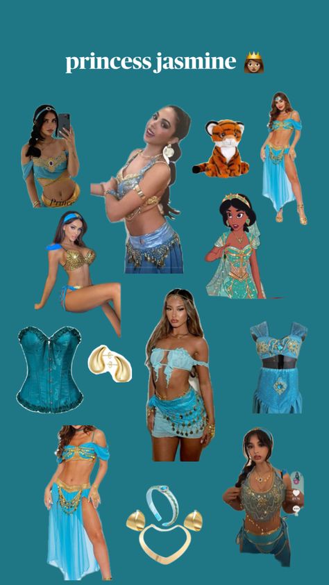 Jasmine Costume Women Diy, Cute Jasmine Costume, Hot Jasmine Costume, Jasmine And Rajah Costume, Princes Jasmin Outfit, Jasmine Outfit Ideas Disney Princess, Jasmine Corset Costume, Princess Yasmin Costume, Genie Costume Halloween