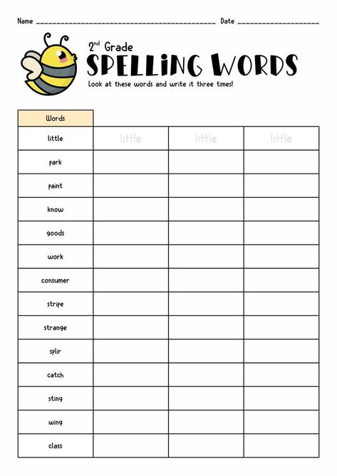 Grade 2 Spelling Words Worksheets, School Worksheets 2nd Grade, Year 2 Spelling Words, 2nd Grade Spelling Worksheets, 2nd Grade Ideas, Summer School Worksheets, Spelling Words Worksheets, Spelling Practice Worksheets, Word Work Worksheets