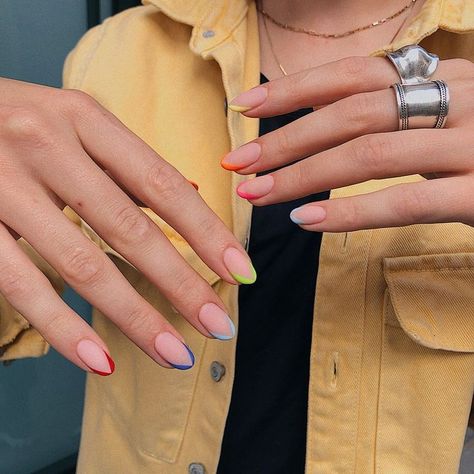 Pastel Color Nails, Multicolored Nails, Nagellack Trends, Pointy Nails, Bright Summer Nails, Nail Photos, Nails 2020, Nail Swag, Rainbow Nails