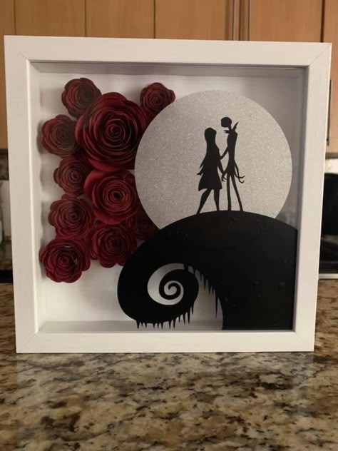 Circuit Shadow Box Ideas, Nightmare Before Christmas Shadow Box, Disney Shadow Box Ideas, Halloween Shadow Box Ideas, Cricut Shadow Box Ideas, Disney Shadow Box, Diy Shadow Box, Idee Cricut, Christmas Shadow Boxes