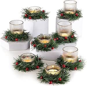 Advent Centerpiece, Christmas Dinner Decor, Advent Wreath Candles, Clear Candle Holders, Holiday Candle Holders, Mini Candle Holders, Small Candle Holders, Christmas Props, Dinner Decor