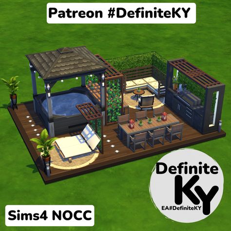 Sims 4 Outdoor Kitchen, Sims4 Backyard Ideas, Sims 4 House Ideas Exterior, Sims Backyard Ideas, Sims 4 Outdoor Ideas, Ts4 Cc Patreon Furniture, Sims 4 Backyard Ideas, Sims 4 Backyard, Sims 4 Ideas