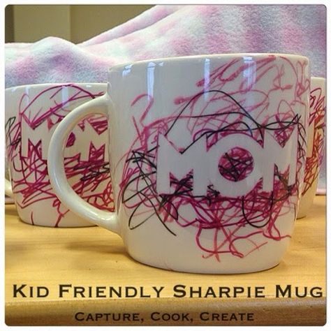 Capture, Cook, Create: Cora: Kid Friendly Sharpie Mug DIY Daycare Art, Teacher Appreciation Doors, Sharpie Mugs, Coffee Mug Crafts, Mug Diy, God Daughter, Kid Christmas, Sharpie Mug, Mug Crafts