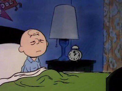 A Cartoon, Cartoon Character, Charlie Brown, Clock, Bed