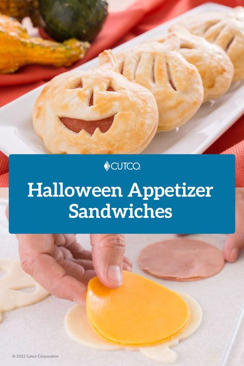 Halloween Sandwich, Halloween Sandwiches, Pumpkin Shaped Cookies, Halloween Appetizer, Sandwich Platter, Appetizer Sandwiches, Festive Appetizers, Party Sandwiches, Refrigerated Pie Crust