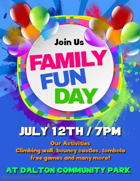 Family Fun Day Poster, Moving Party, Christmas Save The Date, Friday Meaning, Promote Small Business, Family Fun Day, Friends Day, Backdrop Design, Family Party