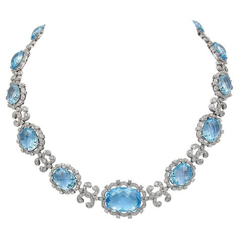 Dainty blue topaz and diamond graduated necklace in 18k white gold. #necklace #jewelry #bluetopaz . #Light_Blue_Diamond_Necklace #Dani_Martin #Blue_Diamond_Necklace #Balanced_Design Diamond Necklace Blue, Jewelry Design Sketch, 3d Jewelry Design, Blue Diamond Necklace, Royal Lineage, Jewelry Designs Ideas, 10 Million Dollars, Classy Necklace, Soul Contract