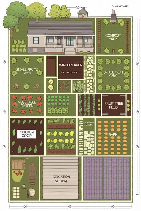 Homesteading is a rewarding lifestyle choice that allows you to cultivate your own food, raise animals, and embrace self-sufficiency. Tiny Farm Layout, Homestead Yard Layout, Food Forest Garden Layout, Large Homestead Layout, Homestead Design Layout, Multi Family Homestead, Free Homestead Planner, Homestead Layout 10 Acre, Half Acre Homestead