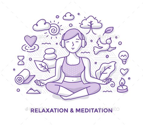 Relaxation and Meditation Doodle #Relaxation, #Meditation, #Doodle Yoga Doodle Art, Mindfulness Doodles, Relaxing Doodles, Meditation Doodle, Meditation Drawing, Listening To Music With Headphones, Relaxing Drawing, Music With Headphones, Woman Meditating