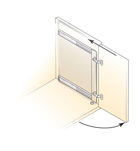 Concealed Door Slides - Lee Valley Tools Concealed Door, Sliding Cabinet, Overlay Hinges, Sliding Cabinet Doors, Diy Cabinet Doors, Appliance Garage, Lee Valley Tools, Lee Valley, Hidden Door