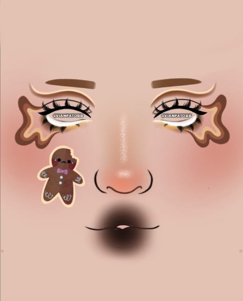 Gingerbread Man Makeup Look, Ginger Bread Man Makeup, Gingerbread Man Funny, Gingerbread Makeup Ideas, Ginger Bread Makeup, Gingerbread Man Makeup, Gingerbread Makeup, Cookie Makeup, Gingerbread Man Shrek