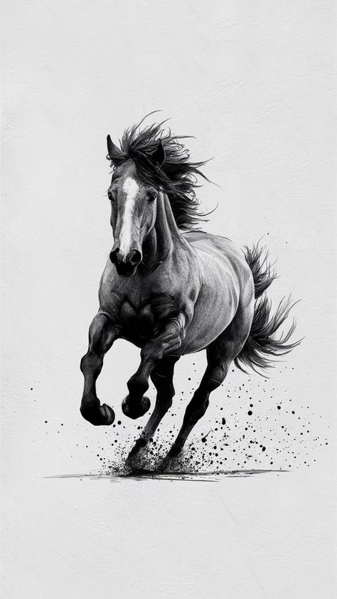 Horse Realism Tattoo, Horse Tattoo Realism, Realistic Horse Sketch, Horse Tattoo For Men, Horses Sketch, Stallion Tattoo, Beautiful Horses Wild, Anime Template, Running Tattoo