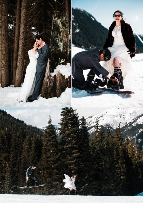 Skiing Wedding Photos, Snowboard Elopement, Snowboarding Wedding, Mammoth Wedding, Monarch Wedding, Snow Poses, Snowboard Wedding, Private Elopement, Ski Vibes