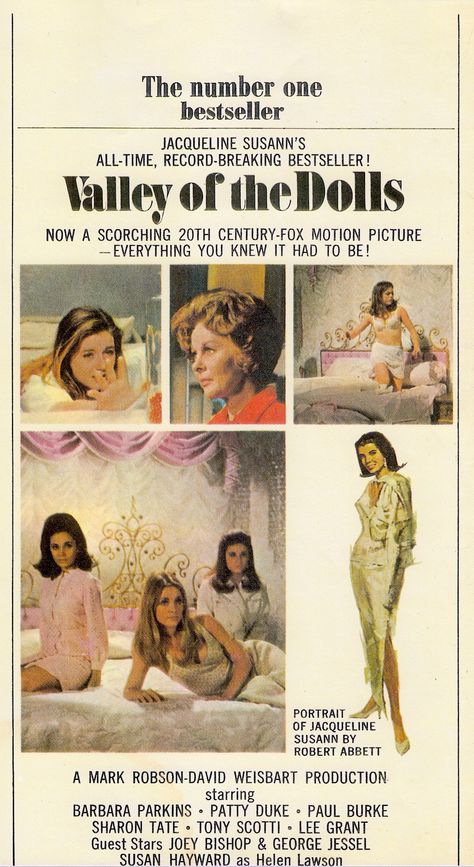 VALLEY OF THE DOLLS (1967) movie-tie-in paper back book cover rear. (please follow minkshmink on pinterest) 60s Movies, The Doll 3 Poster, 60s Movie Posters, The Valley Of The Dolls, 60s Film Posters, Valley Of Dolls, Valley Of The Dolls Movie, Valley Of The Dolls Poster, Down In The Valley Movie Tobe