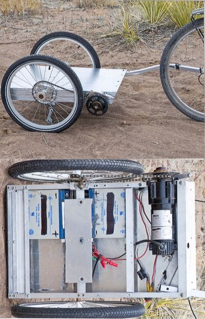 Picture of Greg's Electric Powered Bicycle Trailer Diy Bike Trailer How To Build, Diy Recumbent Bicycle, Cargo Bike Diy, Bicycle Trailers, Bike Trailer Hitch, Bicycle Cargo Trailer, Electric Bicycle Conversion Kit, Bicycle Camping, Bike Cart