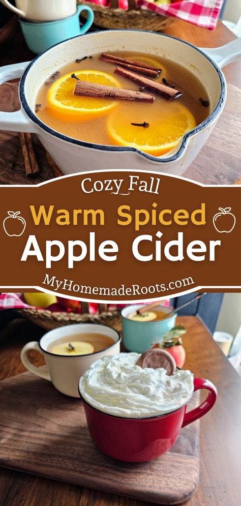 Warm up your autumn days with this Cozy Fall Spiced Apple Cider! Bursting with the flavors of cinnamon, ginger, and cloves, this delightful beverage is perfect for crisp evenings and gatherings with friends and family. Serve it steaming hot for a nostalgic treat that brings the essence of fall to your home. #AppleCider #FallDrinks #CozyVibes #AutumnRecipes #HomemadeGoodness Spiced Hot Apple Cider, Apple Cider Cinnamon Drink, Warm Spiced Apple Cider, Hot Spiced Apple Cider Recipe, Homemade Spiced Apple Cider, Hot Apple Cider Recipe Stovetop, Dutch Oven Apple Cider, Hot Spiced Cider Recipe, Hot Fall Beverages