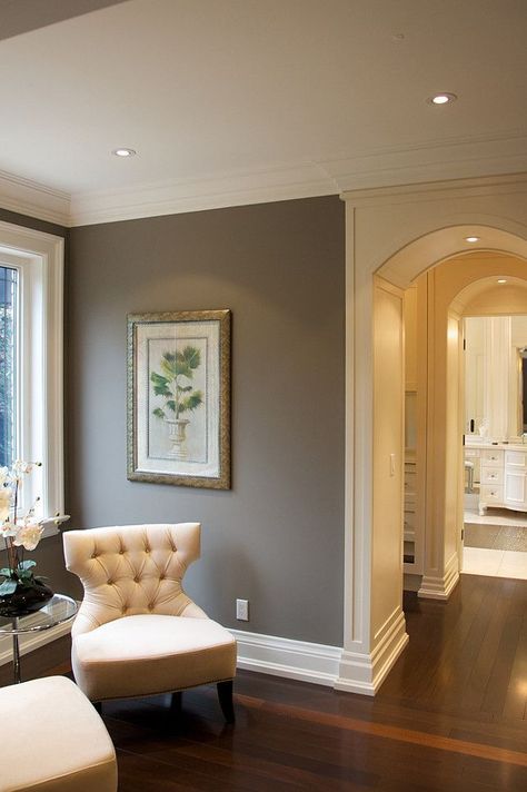 Gray Paint Color Ideas. Similar Gray Paint Color: "Benjamin Moore Storm AF-700" #GrayPaintColor Benjamin Moore Storm, Interior Paint Colors Schemes, Designer Interior, Interior Painting, Room Paint Colors, 아파트 인테리어, Paint Colors For Living Room, Gray Interior, Bedroom Paint