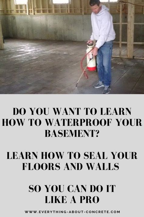 Learn how to seal and waterproof your basement floor and foundation walls. Using a sealer will waterproof concrete floors & walls. It also will reduce or stop you from having a damp basement. Sealing your concrete with the right type sealer will help eliminate the high humidity in your basement which will help prevent mold from forming. Basement Floor With Drain, Sealing Basement Floor, Seal Basement Walls, Sealing Basement Walls, Rubber Flooring Basement, Boho Basement, Waterproofing Basement Walls, Waterproof Bathroom Flooring, Seal Concrete Floor