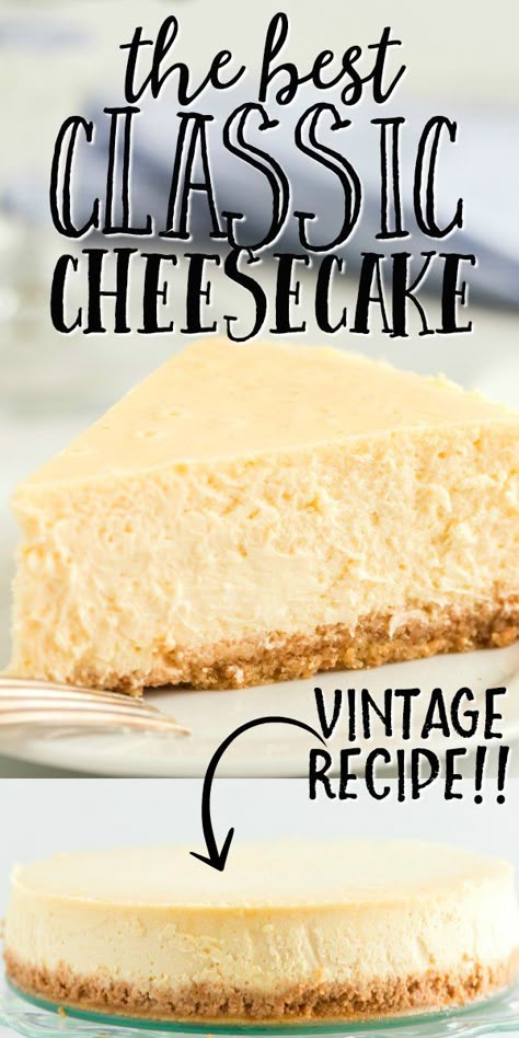 Cheesecake Recipes For Beginners, Vintage Cheesecake Recipes, No Bake Plain Cheesecake, Best Plain Cheesecake Recipe, Plain Cheesecake Recipes, Chesses Cake Recipe, No Fail Cheesecake Recipe, Easy Baked Cheesecake Recipes, Cheesecake Ideas Creative