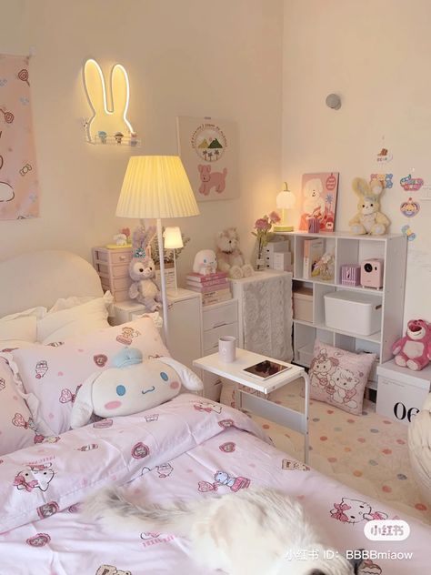 Bed Case, Sanrio Bedroom, Sanrio Room, Cute Bedroom Ideas, Pastel Room, Pretty Bedroom, Cute Bedroom Decor, Cute Room Ideas, Cozy Room Decor