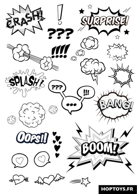 Pop Art Doodles, Comic Design Ideas, Manga Ideas Story, How To Draw A Comic, Ideas De Comics, Comic Emotions, Vignette Drawing, Comic Elements, How To Draw Comics