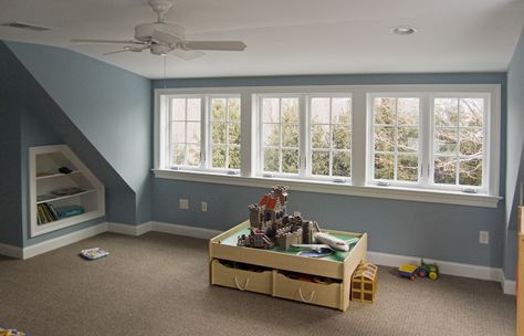 Back wall shed dormer - maybe taller windows. More Shed Dormer Interior View, Dormer Interior, Dormer Extension, Bedroom Attic Ideas, Dormer Bedroom, Dormer Window, Attic Shelves, Attic Renovation Ideas, Finished Attic