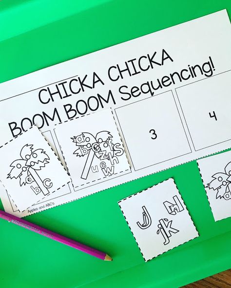 Chicka Chicka Boom Boom Craft and Activities: Book Buddy - Apples and ABC's Chica Chicka Boom Boom Activities, Chica Chica Boom Boom Craft, Chicka Chicka Boom Boom Math Activities, Chicka Chicka 123 Activities, Chicka Chicka Boom Boom Craft, Chica Chica Boom Boom Activities, Chicks Chicka Boom Boom Activities, Chicka Chicka Boom Boom Preschool, Chika Chika Boom Boom