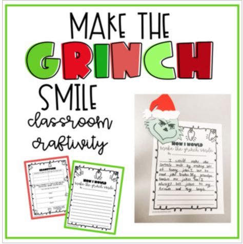 Grinch Day in the Classroom Grinch Writing Activity, Grinch Stem Activities For Kids, Grinch Activities, Grinch Day, Upper Elementary Writing, Holiday Classroom Activities, Kindergarten Writing Prompts, 2nd Grade Activities, Math Activities Elementary