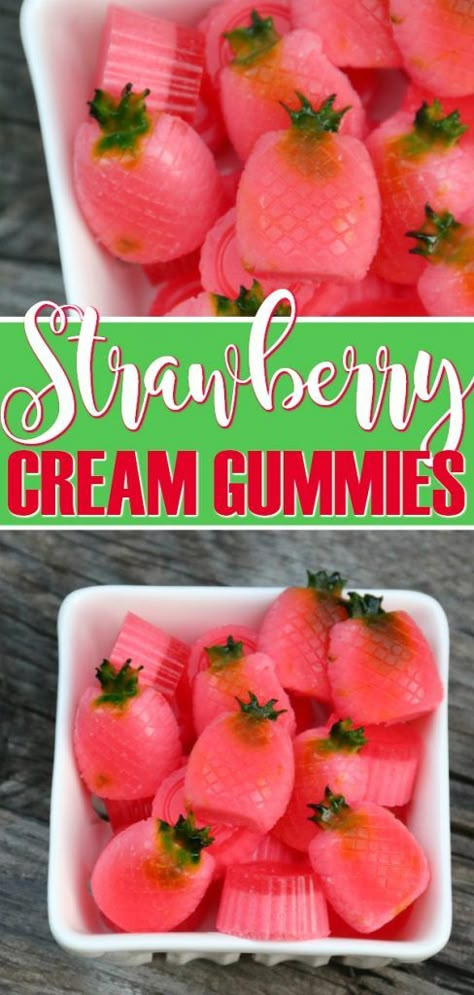 Strawberry Cream Gummies Recipe Homemade Gummy Bears, Healthy Gummies, Homemade Gummies, Cannibis Recipes, Gummies Recipe, Bear Recipes, Fruit Chews, Handmade Candy, Candy Recipe