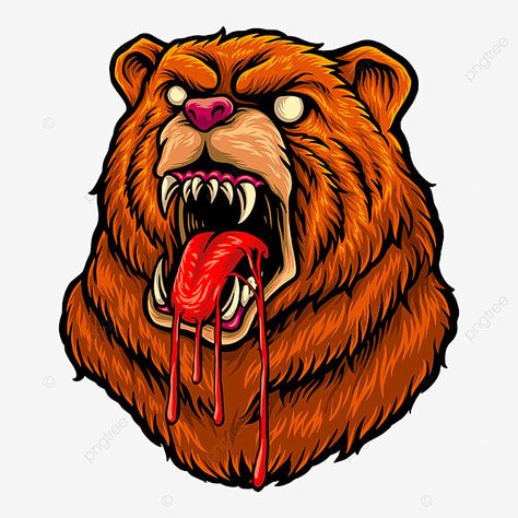 Bear Emoticon, Angry Anime Face, Face Illustrations, Pig Clipart, Work Logo, Angry Bear, Bear Png, Advertising Business, Bear Vector