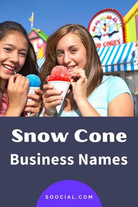 Snow Cone Business Names, Snow Cone Business, Party Decor Business, New Business Names, Snow Cone Stand, Business Name Ideas, Decor Business, Cold Treats, Snow Cone