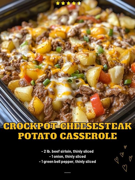 Crockpot Cheesesteak Potato Casserole – Tnextrecipes Crockpot Cheesesteak, Easy Cooking Ideas, Cooked Potatoes, Recipes On A Budget, Crock Pot Potatoes, Crockpot Casserole, Quick Food, Green Bell Pepper, Potatoe Casserole Recipes